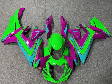 2011-2024 Suzuki GSXR 600 / GSXR 750 Motorcycle Fairings - Green Magenta Light Blue Canada