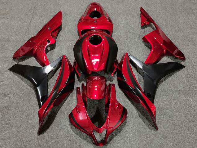 2007-2008 Honda CBR600RR Motorcycle Fairing - Red Glossy Black OEM Style Canada