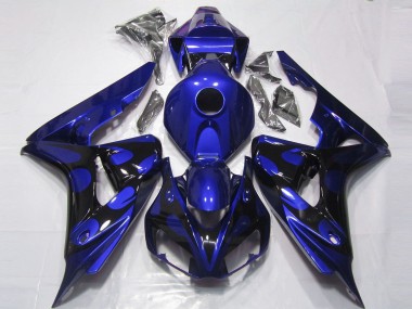 2006-2007 Honda CBR1000RR Motorcycle Fairings - Blue Glossy Black Flame Canada