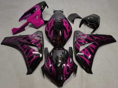 2008-2011 Honda CBR1000RR Motorcycle Fairings - Glossy Black Pink Flame Canada