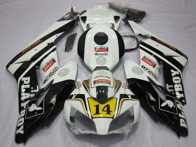 2004-2005 Honda CBR1000RR Motorcycle Fairings - White Glossy Black Yellow Playboy 14 Canada