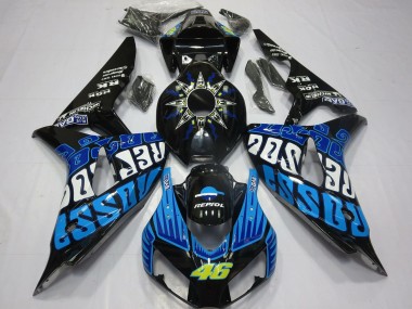 2006-2007 Honda CBR1000RR Motorcycle Fairings - Glossy Black Blue Rossi 46 Canada