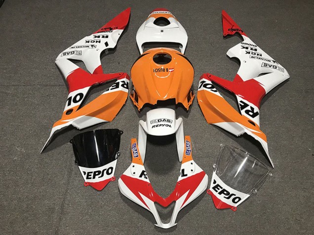 2007-2008 Honda CBR600RR Motorcycle Fairing - Orange White Red Glossy Black Repsol Style Canada