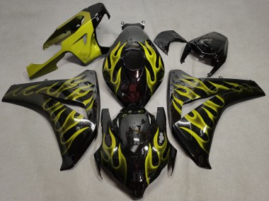 2008-2011 Honda CBR1000RR Motorcycle Fairings - Glossy Black Gold Flame Canada