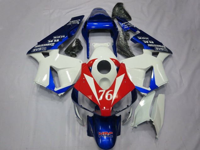 2003-2004 Honda CBR600RR Motorcycle Fairings - White Red Blue HRC 76 Canada