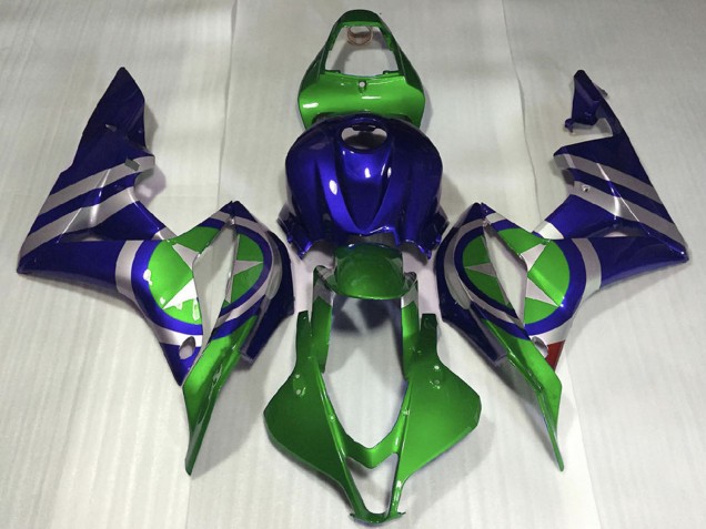 2007-2008 Honda CBR600RR Motorcycle Fairings - Blue Green Silver Captain America Canada