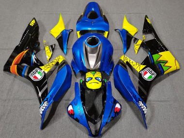 2007-2008 Honda CBR600RR Motorcycle Fairings - Blue Yellow Glossy Black Shark Canada