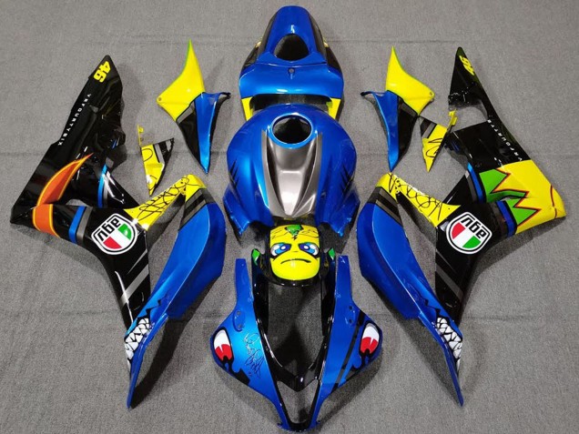 2007-2008 Honda CBR600RR Motorcycle Fairings - Blue Yellow Glossy Black Shark Canada
