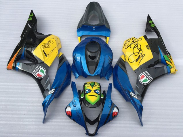 2009-2012 Honda CBR600RR Motorcycle Fairings - Blue Yellow Glossy Black Shark Canada