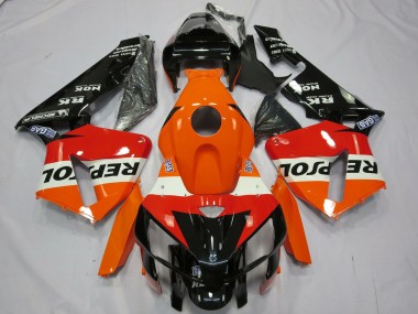 2005-2006 Honda CBR600RR Motorcycle Fairing - Orange White Red Glossy Black Repsol Canada