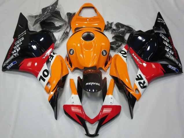 2009-2012 Honda CBR600RR Motorcycle Fairing - Orange White Red Glossy Black Repsol Canada