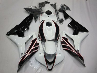 2007-2008 Honda CBR600RR Motorcycle Fairings - White Glossy Black OEM Style Canada