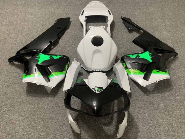 2003-2004 Honda CBR600RR Motorcycle Fairings - White Green Glossy Black Splatter Canada