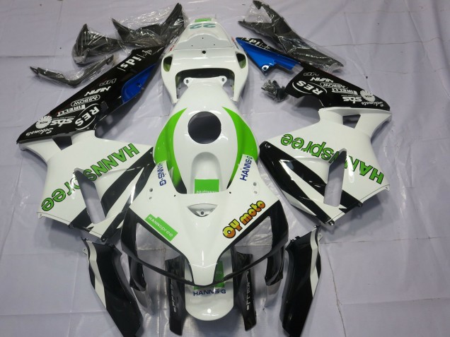 2005-2006 Honda CBR600RR Motorcycle Fairings - White Green Glossy Black HannSpree Canada