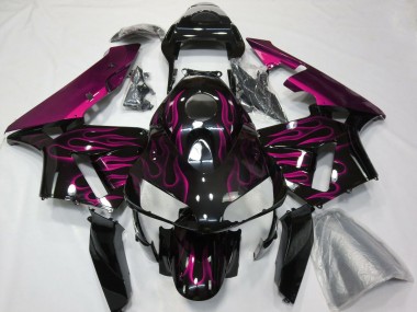2003-2004 Honda CBR600RR Motorcycle Fairing - Glossy Black Purple Flame Canada