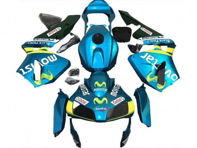 2003-2004 Honda CBR600RR Motorcycle Fairings - Light Blue Yellow Green MoviStar Canada