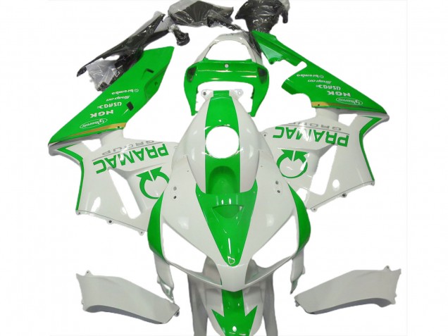2005-2006 Honda CBR600RR Motorcycle Fairings - White Light Green Pramac Canada