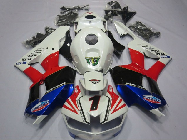 2013-2023 Honda CBR600RR Motorcycle Fairings - White Red Blue Black Number 1 Canada