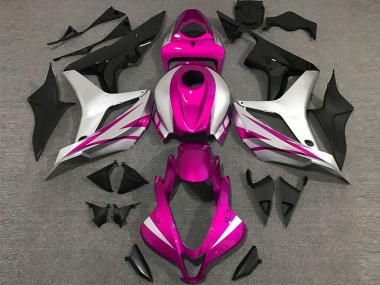 2007-2008 Honda CBR600RR Motorcycle Fairings - Silver Pink Glossy Black OEM Style Canada