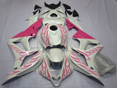 2007-2008 Honda CBR600RR Motorcycle Fairings - White Pink Flame Canada