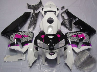 2005-2006 Honda CBR600RR Motorcycle Fairings - Pink Splatter on Glossy Black Canada