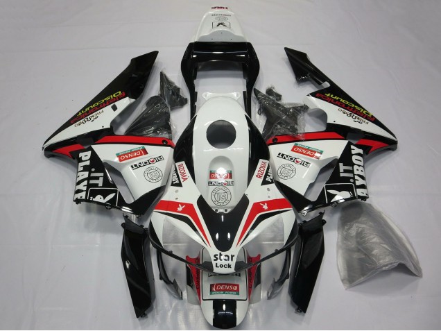 2003-2004 Honda CBR600RR Motorcycle Fairings - White Red Glossy Black Playboy Canada