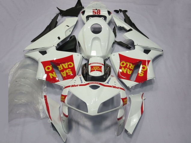 2005-2006 Honda CBR600RR Motorcycle Fairings - White Red Yellow San Carlo 58 Canada
