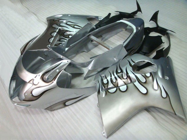 1996-2007 Honda CBR1100XX Blackbird Motorcycle Fairings - Silver Black Flame Canada