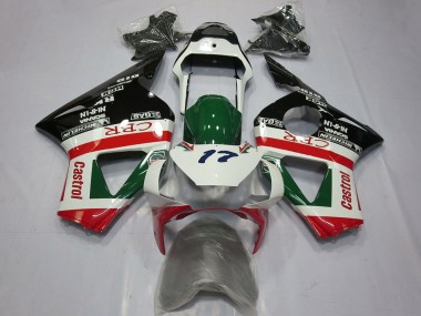 2002-2003 Honda CBR954RR Motorcycle Fairings - White Red Green Glossy Black CRR Castrol Canada