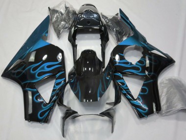 2002-2003 Honda CBR954RR Motorcycle Fairings - Glossy Black Light Blue Flame Canada