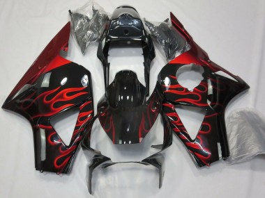 2002-2003 Honda CBR954RR Motorcycle Fairings - Glossy Black Red Flame Canada