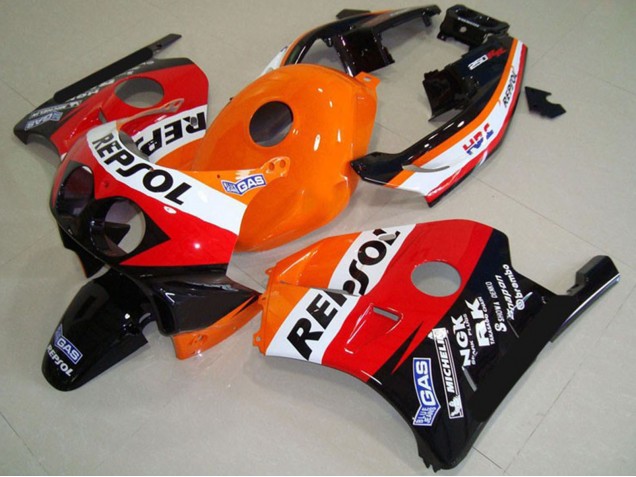1990-1998 Honda CBR250RR Motorcycle Fairings - Orange White Red Glossy Black Classic Repsol Canada