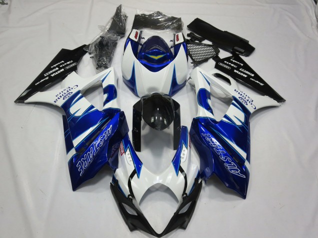 2007-2008 Suzuki GSXR 1000 Motorcycle Fairings - White Blue Black Corona Alstare Canada