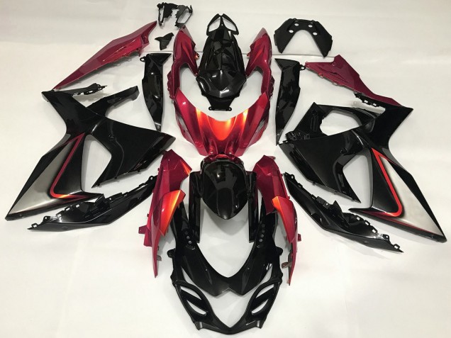 2009-2016 Suzuki GSXR 1000 Motorcycle Fairing - Glossy Black Red Canada