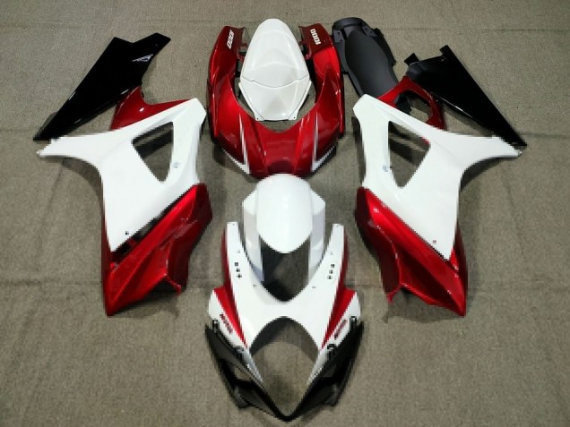 2007-2008 Suzuki GSXR 1000 Motorcycle Fairing - White Red Black Canada