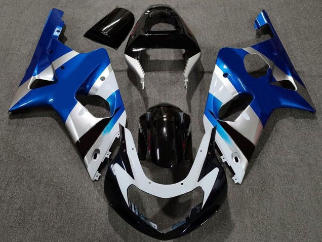 2000-2002 Suzuki GSXR 1000 Motorcycle Fairings - Blue Silver Glossy Black OEM Style Canada