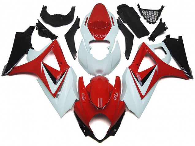 2007-2008 Suzuki GSXR 1000 Motorcycle Fairings - White Red Black OEM Style Canada
