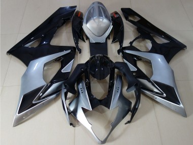 2005-2006 Suzuki GSXR 1000 Motorcycle Fairings - Glossy Black Silver Canada