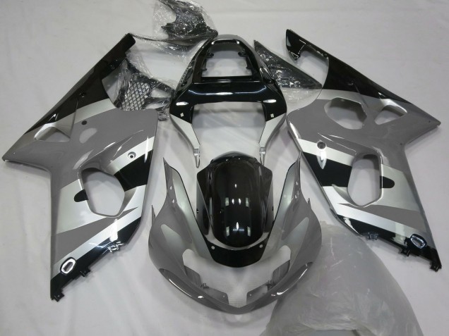 2000-2002 Suzuki GSXR 1000 Motorcycle Fairings - Grey Silver Glossy Black OEM Style Canada