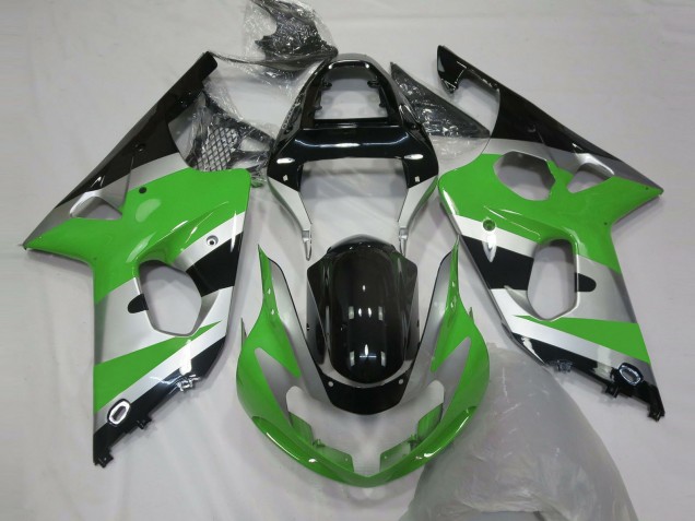 2000-2002 Suzuki GSXR 1000 Motorcycle Fairings - Green Silver Glossy Black OEM Style Canada