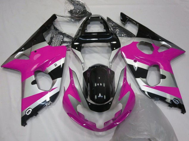 2000-2002 Suzuki GSXR 1000 Motorcycle Fairings - Pink Silver Glossy Black OEM Style Canada