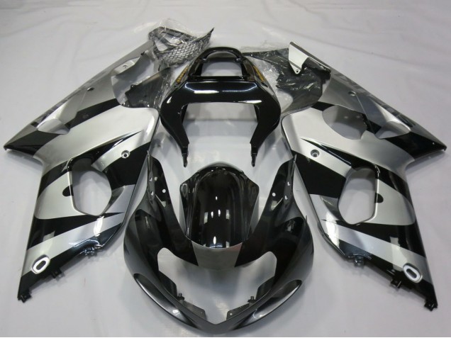 2000-2002 Suzuki GSXR 1000 Motorcycle Fairings - Silver Glossy Black Canada