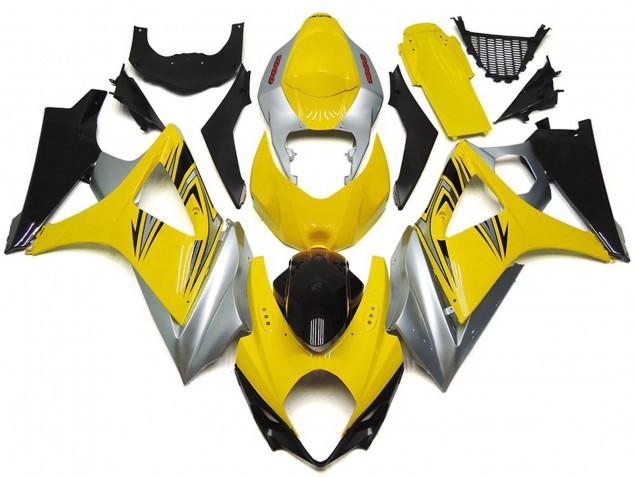 2007-2008 Suzuki GSXR 1000 Motorcycle Fairings - Yellow Silver Black OEM Style Canada