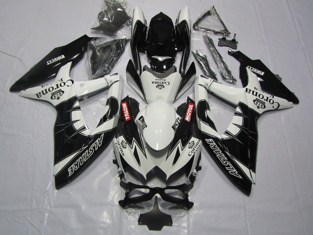 2008-2010 Suzuki GSXR 600 / GSXR 750 Motorcycle Fairing - White Black Alstare Corona Motul Canada