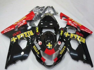 2004-2005 Suzuki GSXR 600 / GSXR 750 Motorcycle Fairings - Glossy Black Red Yellow Rizla Canada