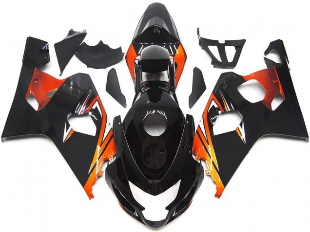 2004-2005 Suzuki GSXR 600 / GSXR 750 Motorcycle Fairings - Glossy Black Orange OEM Style Canada