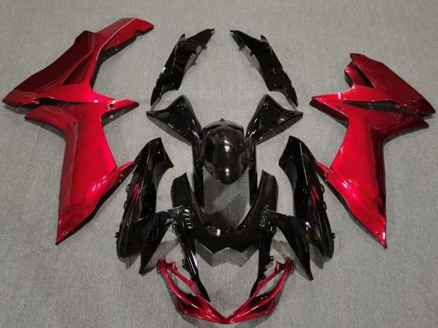 2011-2024 Suzuki GSXR 600 / GSXR 750 Motorcycle Fairings - Red Glossy Black Canada