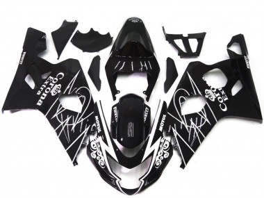 2004-2005 Suzuki GSXR 600 / GSXR 750 Motorcycle Fairings - Glossy Black White Corona Style Canada