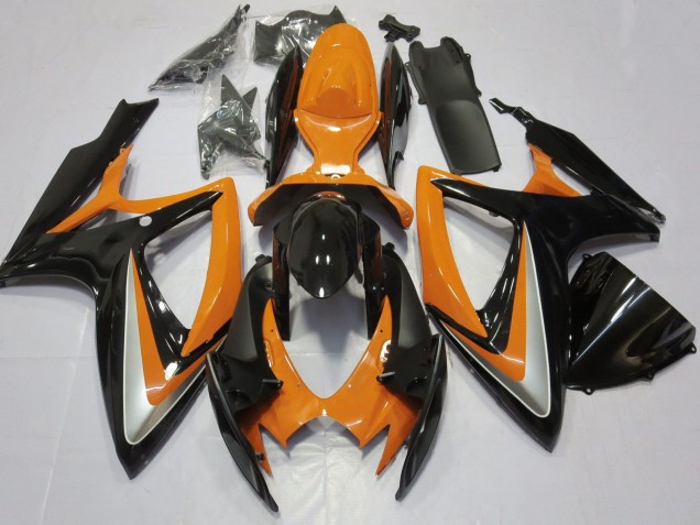 2006-2007 Suzuki GSXR 600 / GSXR 750 Motorcycle Fairing - Orange Glossy Black Canada