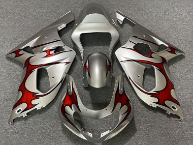 2001-2003 Suzuki GSXR 600 / GSXR 750 Motorcycle Fairings - Silver Red Canada